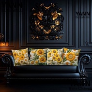 YANN Sunflower Pillowcase, Plush 2D Floral Sofa Cushion , Vintage Square 45x45cm Fluffy Soft Bedroom