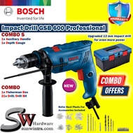 BOSCH GSB600 IMPACT DRILL / DRIVER with Fisherman Box & 21x Accessories set GSB 600