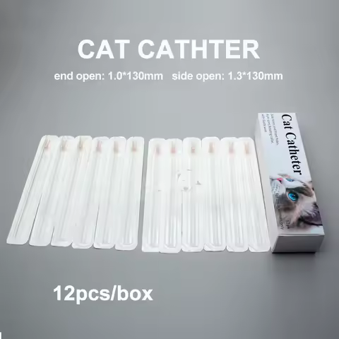 12pcs Cat Catheter Without Stylet Urinary Catheters for Cats Side Open 1.3mm End Open 1.0mm Veterina