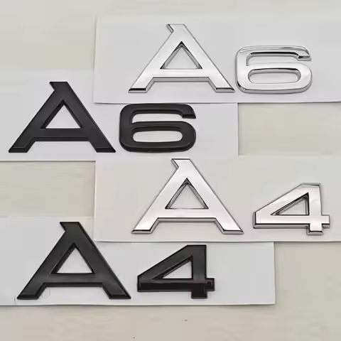 3D ABS Chrome Black Car Letters A4 A6 Logo Rear Trunk Badge Sticker Decals For Audi A4 A6 Auto Tail 