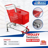 Red Series Supermarket Trolley/ Minimarket Trolley Supermarket Supermarket Supermarket Trolley 100L 