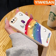 YIWESAN เคสสำหรับ OPPO F9 F9 Pro F7 F5เยาวชน Realme 2 Pro U1แฟชั่นสีรุ้งขอบสี่เหลี่ยมเคสมือถือดีไซน์ใหม่ชุบแบบบางเคสฝาปิดเลนส์เต็มรูปแบบกล้องปกป้องเคสนิ่มกันกระแทก