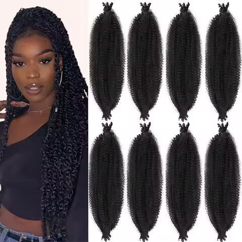 8 Packs Pre Separated Springy Afro Twist Hair Soft Locs Synthetic Hair Extension(8 Strands/Pack,1B#)