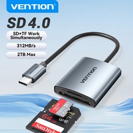 Vention Card Reader SD4.0 USB-C to SD MicroSD TF Memory Card Adapter for Macbook Laptop Phone Window