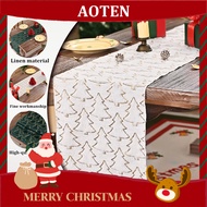 【 New 2025】Christmas Festival Cotton Linen Table Runner Embroidery Decor for 4~10 Seat Dinner Table