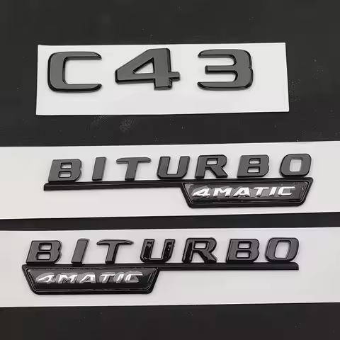 3D ABS Chrome Black C 43 Logo C43 Letters Sticker BITURBO 4MATIC Emblem Car Badge For C43 Accessorie