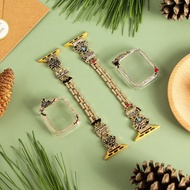 1 Set Halloween Rhinestone Dark Gothic Style Apple Watch Band + Case Suit, Compatible With Apple Wat