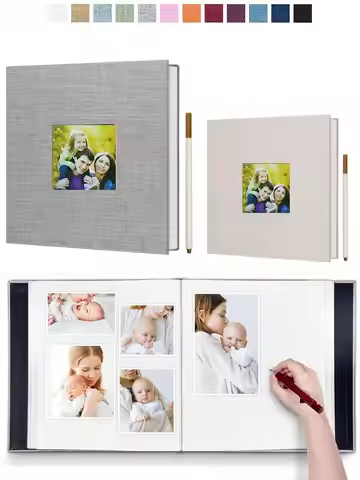1pc DIY Linen Scrapbook Photo Album with Self-Adhesive Pages for 2x3 4x6 5x7 8x10 Pictures DIY Photo