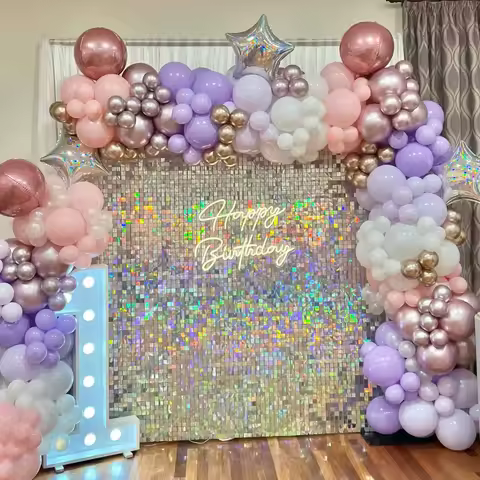 18Pcs Iridescent Shimmer Wall Panels for Party Backdrop Birthday Decor Baby Shower Sequin Curtain Gl