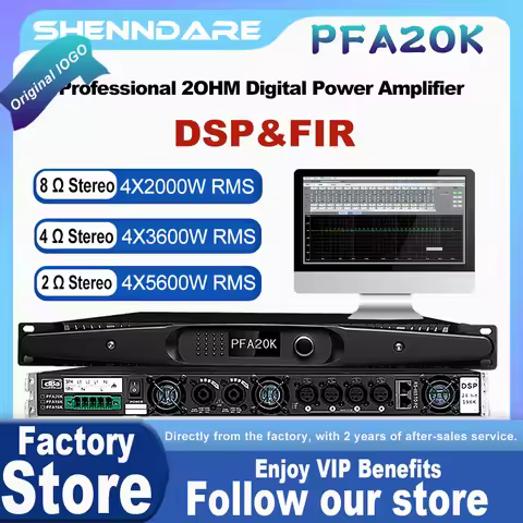 ShennDare PFA20K 4x2000W DSP Digital Power Amplifier Professional 4 Channel 2ohm DJ Subwoofer Amplif