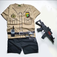 Police Clothes For Boys Aged 2-10 Years Old Short Sleeve Children's Police Tops T-Shirt Clothes 131