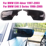 Carbon Fiber Color Gloss Black Rearview Mirror Covers Side Mirror Caps For BMW E46 E39 Sedan/Touring