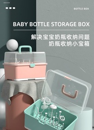 Suitable for Baby Bottle Storage Box Storage Box Baby Tableware Storage Box with Lid Dustproof Draining Storage Rack