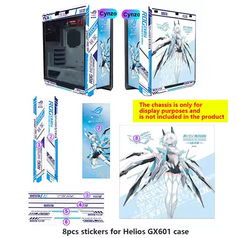 6pcs Kit DIY Paper Stickers for Asus GX601 Case,MOD Helios Chassis Anime Frame Cover,ROG Gaming Cabi