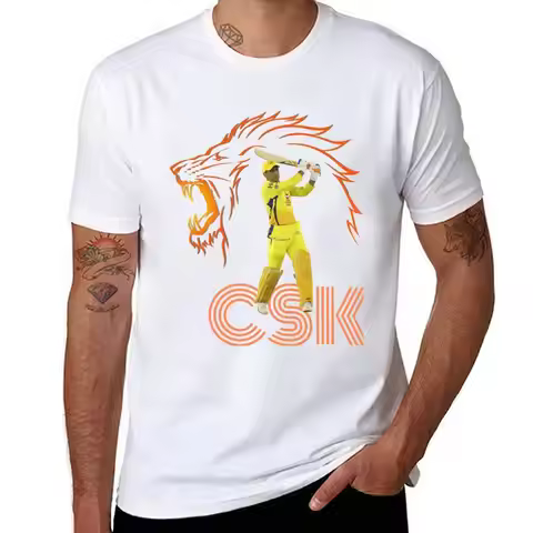 Chennai Super Kings Dhoni Tee CSK T-Shirt cotton t shirt pack t shirt man casual T-Shirt