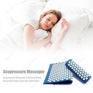 Acupressure Massager Cushion Relieve Stress Spike Mat with Pillow (Blue)