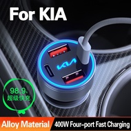 Car Phone Quick Charger For KIA 400W Type C USB PD QC3.0 Four-port Fast Charging for KIA Cerato K3 O