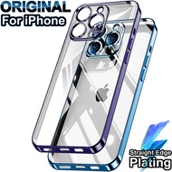 2023 Original Straight Edge Plating Cover For Apple Clear Case Iphone 11 12 13 14 Pro Max Mini 7 8 Plus Xr Xs X Full Camera Protector