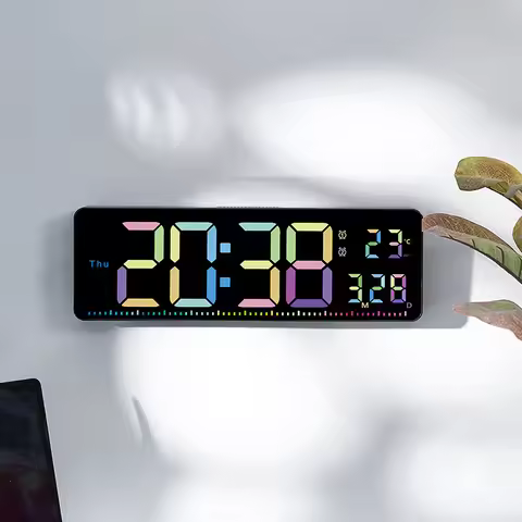 16 Inch Large Digital Wall Clock Temperature Date Week Display Dual Alarms Countdown Function Wall-m