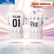 Kpop IVE Yujin 01 Diamond Lattice PrinJersey Lightweight Sport Tee Family Matching Parent Child Fans