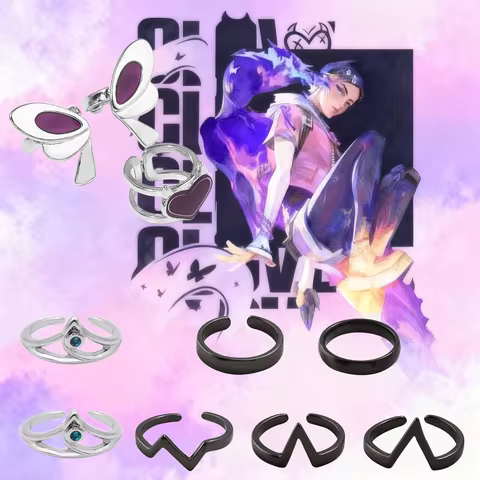 Game VALORANT Clove Cosplay A Set Ring Butterfly Heart Irregular Opening Adjustable Rings Jewelry Ac