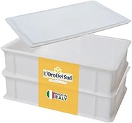 Dough Proofing Box (2 Pack + 1 lid), White, Commercial Stackable Pizza Proofing Dough Box (16 inch x