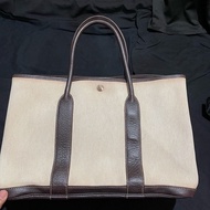 HERMES 口G刻 咖米白帆布 GARDEN PARTY #36
