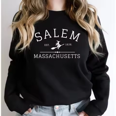 Salem Massachusetts Crewneck Halloween Sweatshirt Salem Witch Sweater Halloween Witchy Sweatshirts W