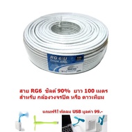 Mastersat สาย RG6 ชิลด์ 95% ยาว 100 เมตร แกนกลาง ทองแดง 20% ถักซีน 128 เส้น PVC 6.9 mm. สำหร