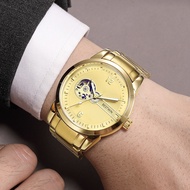 ®【Hot selling】 Automatic Mechanical Watch Gold Wrist Watch Hollow Men's Watch Bestwin Waterproof Men