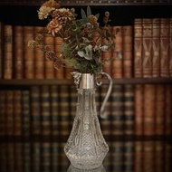 法國 19 世紀末Mascaron浮雕水晶玻璃 長頸壺 花瓶