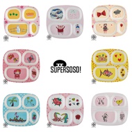 SuperSOSO Girl-ish Kids Plates Size 24 Cm (9.4 Inches) Set Cute Children's Plate Colorful Melamine