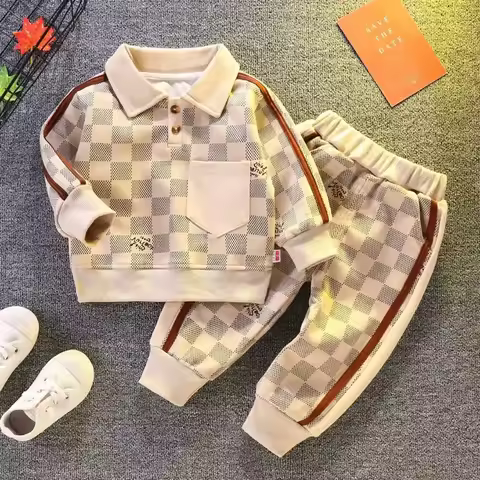 Boys' Autumn Suit New Handsome Children's Baby Sweater Pants 2-Piece Toddler Clothing Set Boys Cloth