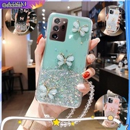 Casing For Huawei Nova 9 9SE 7 7SE 7Pro 7i Nova 5T 3i 3 3e 3D Butterfly Bling Glitter Lanyard Silicone Phone Case Cover