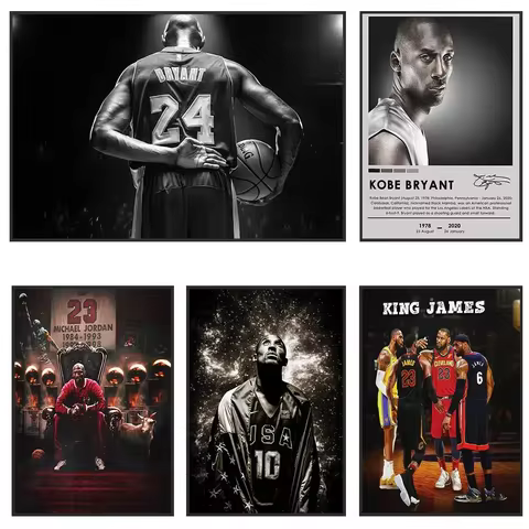 Kobe Motivational Basketball Poster Michael Jordan Legend Championship Star Canvas Painting Sport Wa