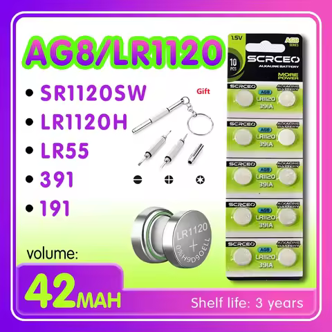 2-10PCS LR1120 AG8 SR1120SW 191 LR55 391 LR1120 1.5V lithium manganese dioxide button battery, suita