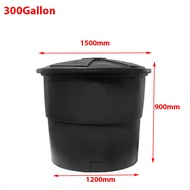 300 Gallon MF Round Water Tank C/W Cover HDPE water tank Poly tank tangki air hitam