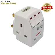 SIRIM 3 Way 3 Pin Adapter with Neon Switch & Surge ProtectorSUM 3 Way 3 Pin Adaptor