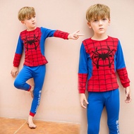 LS Show Kids Boy Baby 2 Pcs Pajamas Set Cartoon Casual Long Sleeve Pants Long Sleeve T-shirt Spide S