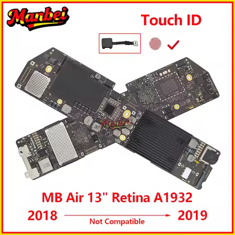Original A1932 Motherboard 820-01521-A 2018 2019 For Macbook Air 13' A1932 Logic Board With Touch ID