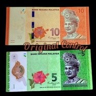 Koleksi Uang 5 Ringgit dan 10 Ringgit  Malaysia  POLYMER  ( UANG ASLI 100 % )
