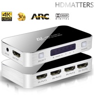 HDMI Switch with audio 4K 4 in 1 Switch hdmi audio extractor ARC splitter box hdmi to toslink audio