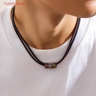 （Fuelthefirer） Vintage Pu Leather With Metal Beads Choker Necklace For Men Trendy Collar On The Neck