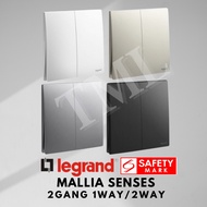 Legrand Mallia Senses 2Gang 1Way 2Way 2G1W 2G2W Switch Designer Matt Black Silver Champagne TML