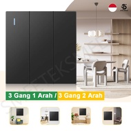 STK Switch 3 Aesthetic 3 Gang 1/2 Way Black Modern Home Light Switch Electrical Switch Switch 0n 0ff