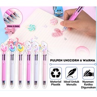 Unicorn Pen Toy 6 Colors Ballpoint Multicolor Writing Supplies 0.5mm Pen Mixed Color Character Ballp