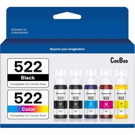522 High Capacity (5 Bottles) Refill Ink Bottle Replacement for Epson Compatible 522 Ink Refill Bott