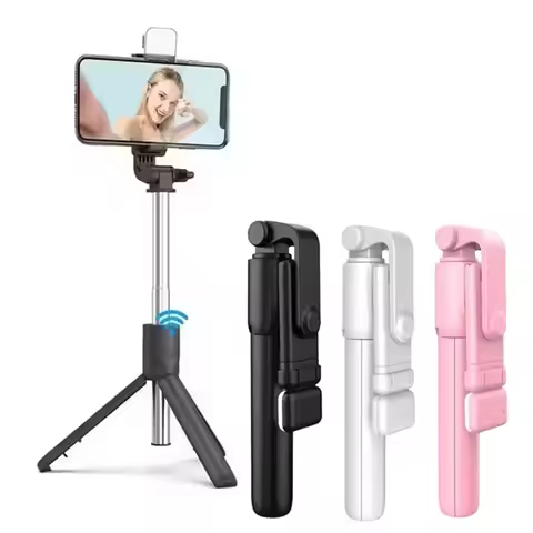 Portable Bluetooth Selfie Stick Tripod Holder With Remote Shutter Fill Light Foldable Travel Vlog Br