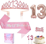13th Birthday Candle Sash and Tiara Sets,It's My 13th Birthday Sash Rhinestone Crown Happy Birthday 