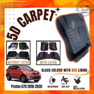 Proton X70 5D Car Carpet Anti Slip Mat with black red line (3 PCS)